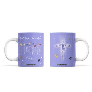 Personalized Christian Birthday Gifts for Women Coffee Mug Custom Name God Says You Are Bible Verse TB10 Purple Print Your Wear