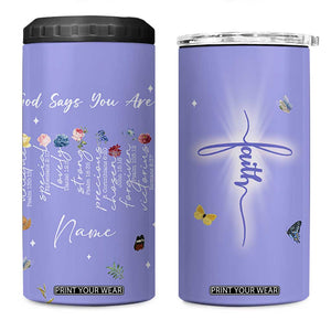Personalized Christian Birthday Gifts for Women 4 in 1 Can Cooler Tumbler Custom Name God Says You Are Bible Verse TB10 One Size: 16 oz Purple Print Your Wear