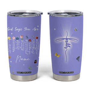 Personalized Christian Birthday Gifts for Women Tumbler Cup Custom Name God Says You Are Bible Verse TB10 Purple Print Your Wear