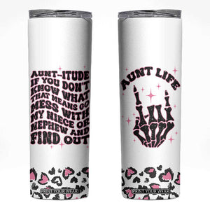 Best Aunt Gifts Skinny Tumbler Gift For New Aunts Auntie Birthday Leopard Print TB10 White Print Your Wear