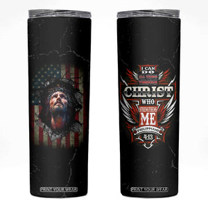 Christian Gift for Men Skinny Tumbler I Can Do All Things Through Christ Religious Pastor TB10 Black Print Your Wear