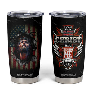 Christian Gift for Men Tumbler Cup I Can Do All Things Through Christ Religious Pastor TB10 Black Print Your Wear