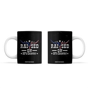 Raised On 90s Country Coffee Mug Vintage Western Bull Skull Cowboy American Flag TB10 Black Print Your Wear