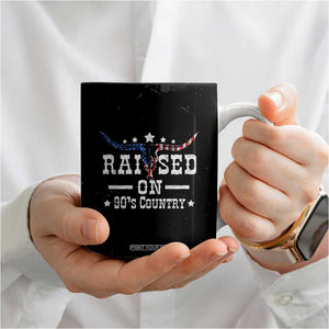 Raised On 90s Country Coffee Mug Vintage Western Bull Skull Cowboy American Flag TB10 Print Your Wear