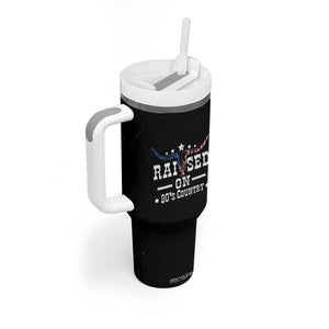 Raised On 90s Country Tumbler With Handle Vintage Western Bull Skull Cowboy American Flag TB10 Print Your Wear