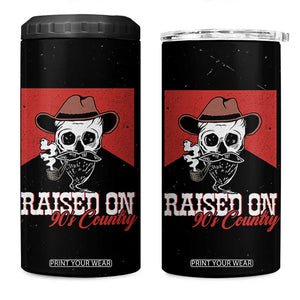 Raised On 90s Country 4 in 1 Can Cooler Tumbler Vintage Southern Western Country Music Lover Skull TB10 One Size: 16 oz Black Print Your Wear
