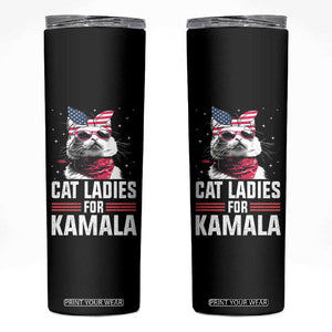 Harris 2024 Skinny Tumbler Cat Lady Ladies for Kamala Madam President TB10 Black Print Your Wear