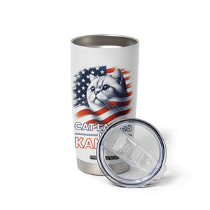 Cat Lady Ladies For Kamala Tumbler Cup Madam President Voting Harris US Election 2024 USA American Flag TB10 Print Your Wear