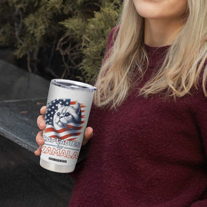 Cat Lady Ladies For Kamala Tumbler Cup Madam President Voting Harris US Election 2024 USA American Flag TB10 Print Your Wear