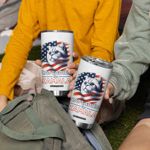 Cat Lady Ladies For Kamala Tumbler Cup Madam President Voting Harris US Election 2024 USA American Flag TB10 Print Your Wear