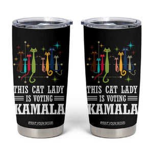 Madam President Harris 2024 Tumbler Cup Childless Cat Lady Ladies Is Voting Kamala Election Vintage Retro Mid-Century Kitty 50s 60s Style TB10 Black Print Your Wear