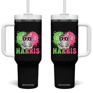 Harris 2024 Presidential Election Tumbler With Handle Cat Lady Ladies for Kamala Madam President TB10 One Size: 40 oz Black Print Your Wear