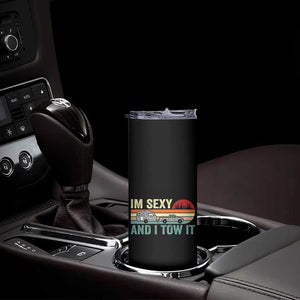 Funny Camping RV Skinny Tumbler Im Sexy And I Tow It Vintage Camper Truck Leopard TB10 Print Your Wear