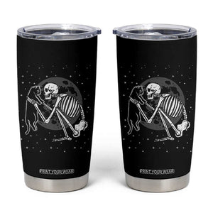 Skeleton and Black Cat Tumbler Cup Skull Kitty Cute Goth Halloween Pet TB10 Black Print Your Wear