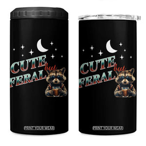 Funny Raccoon Cute But Feral 4 in 1 Can Cooler Tumbler Cute But Feral TB10 One Size: 16 oz Black Print Your Wear