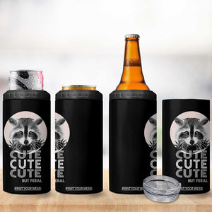 Cute Raccoon 4 in 1 Can Cooler Tumbler But Feral Gag Gift For Her TB10 Print Your Wear