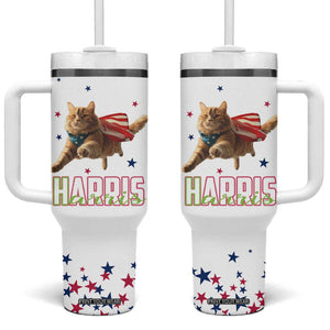 Harris 2024 Tumbler With Handle Cat Lady, Ladies for Kamala Madam President TB10 One Size: 40 oz White Print Your Wear