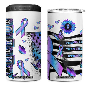 Suicide Prevention Awareness 4 in 1 Can Cooler Tumbler Teal Purple Ribbon Warrior Support USA Flag TB10 One Size: 16 oz White Print Your Wear