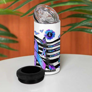 Suicide Prevention Awareness 4 in 1 Can Cooler Tumbler Teal Purple Ribbon Warrior Support USA Flag TB10 Print Your Wear