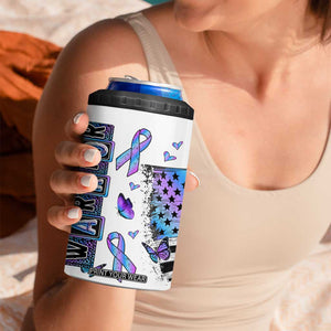 Suicide Prevention Awareness 4 in 1 Can Cooler Tumbler Teal Purple Ribbon Warrior Support USA Flag TB10 Print Your Wear