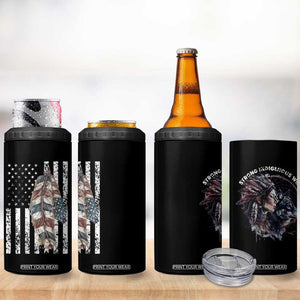 Native American Culture 4 in 1 Can Cooler Tumbler Strong Indigenous Women Feathers USA Flag TB10 Print Your Wear