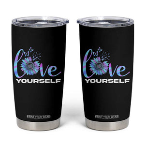 Suicide Prevention Awareness Tumbler Cup Teal Purple Sunflower Self-Love Mental Health Positive TB10 Black Print Your Wear