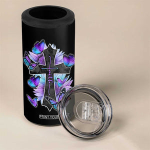 Suicide Prevention Awareness 4 in 1 Can Cooler Tumbler Teal Purple Cross Faith Over Fear Christian TB10 Print Your Wear
