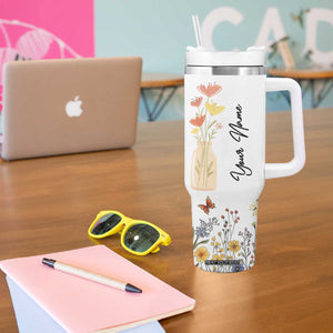 Personalized Thank You For Being My Unpaid Therapist Tumbler With Handle Custome Name Coworker Best Friend Gift Flower TB10 Print Your Wear