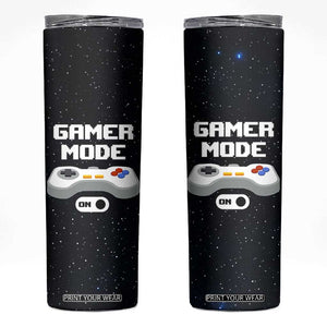 Gaming Gifts Skinny Tumbler Gamer Mode On Video Game TB10 Black Print Your Wear