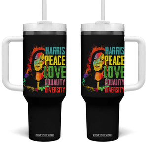 Harris 2024 Madam President Tumbler With Handle Peace Love Equality Hope Diversity Human Rights Womens & Gay LGBTQ+ Pride TB10 One Size: 40 oz Black Print Your Wear
