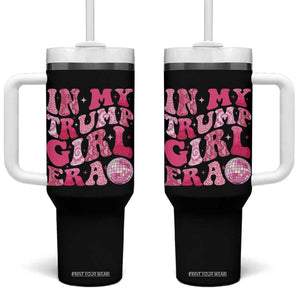 Trump 2024 Election Tumbler With Handle In My Trump Girl Era Pink Retro Groovy TB10 One Size: 40 oz Black Print Your Wear