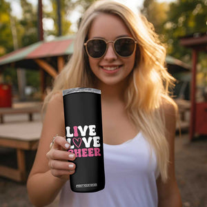Cheerleader Skinny Tumbler Live Love Cheer Girl Cheerleading Pink Leopard TB10 Print Your Wear