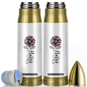 Harris 2024 Election Bullet Tumbler Madam President Vintage Floral Sunflower American Flag TB10 White Print Your Wear