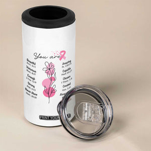 Breast Cancer Survivor Gift 4 in 1 Can Cooler Tumbler Pink Ribbon Bible Verse Christian Faith Gift For Women TB10 Print Your Wear