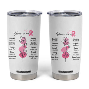 Breast Cancer Survivor Gift Tumbler Cup Pink Ribbon Bible Verse Christian Faith Gift For Women TB10 White Print Your Wear