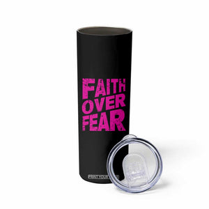 Breast Cancer Awareness Skinny Tumbler Christian Gift Pink Ribbon USA Flag Sunflower Faith Over Fear TB10 Print Your Wear