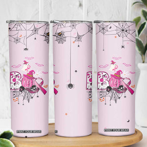 Pink Ghost Halloween Skinny Tumbler Funny Breast Cancer Ribbon TB10 Print Your Wear