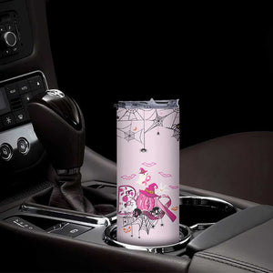 Pink Ghost Halloween Skinny Tumbler Funny Breast Cancer Ribbon TB10 Print Your Wear
