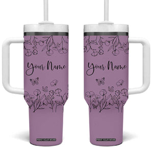 Personalized Wildflower Floral Tumbler With Handle Custom Name Gifts For Her Mothers Day Gift TB10 One Size: 40 oz Purple Print Your Wear