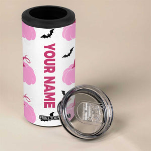 Personalized Halloween Iced Coffee 4 in 1 Can Cooler Tumbler Custom Name Pink Pumpkin TB10 Print Your Wear