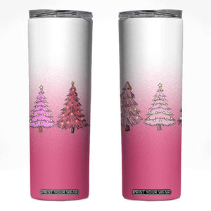 Pink Christmas Skinny Tumbler Xmas Trees Pinkmas Gift For Her TB10 Pink Ombre Print Your Wear
