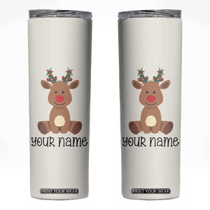 Personalized Christmas Skinny Tumbler Reindeer Hot Chocolate Mug Xmas Gifts for Kids TB10 White Print Your Wear