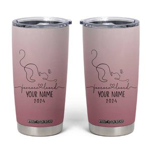 Personalized Cat Memorial Tumbler Cup Custom Name Cat Loss Gift TB10 Pink Ombre Print Your Wear