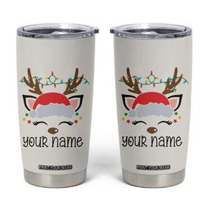 Personalized Christmas Tumbler Cup Custom Name Xmas Gift For Kids Boys Family Matching Set Reindeer TB10 Cream Print Your Wear