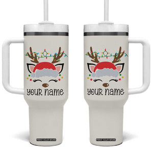 Personalized Christmas Tumbler With Handle Custom Name Xmas Gift For Kids Boys Family Matching Set Reindeer TB10 One Size: 40 oz Cream Print Your Wear
