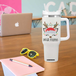 Personalized Christmas Tumbler With Handle Custom Name Xmas Gift For Kids Boys Family Matching Set Reindeer TB10 Print Your Wear