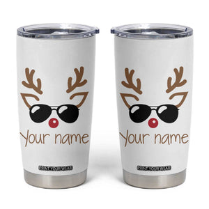 Personalized Christmas Tumbler Cup Custom Name Xmas Gift For Kids Boys Family Matching Set Reindeer Face TB10 White Print Your Wear