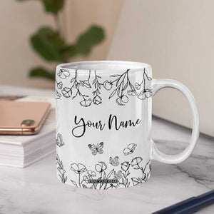 Personalized Wildflower Floral Coffee Mug Custom Name Gifts For Her TB10 Print Your Wear