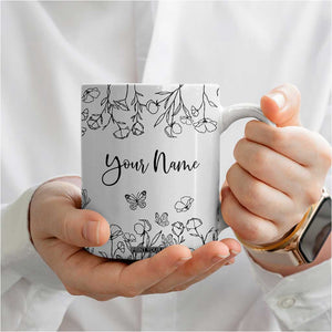 Personalized Wildflower Floral Coffee Mug Custom Name Gifts For Her TB10 Print Your Wear