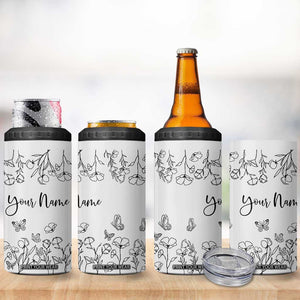 Personalized Wildflower Floral 4 in 1 Can Cooler Tumbler Custom Name Gifts For Her TB10 Print Your Wear